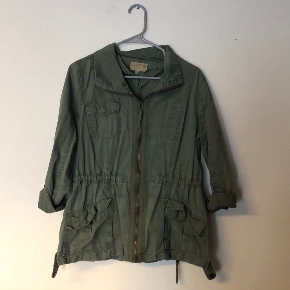 green utility jacket